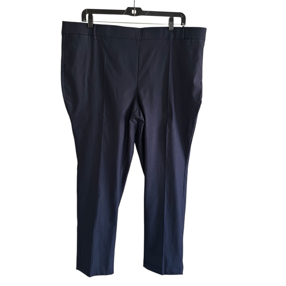 Liz Claiborne Amy Straight Leg Pull On Pants 24W Navy Stretch Career Office NWT